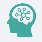 Tête stylisée avec cerveau connecté, représentant l’intelligence artificielle générative pour PME